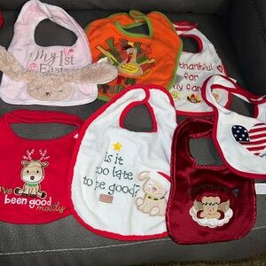 Colorful Holiday Baby Bib Set
